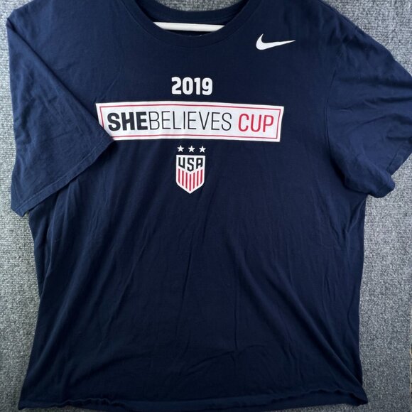 Nike She Believes Cup 2019 2XL Athletic Cut Short Sleeve Navy Blue T Shirt - Picture 1 of 14